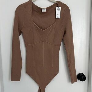 Abercrombie & Fitch Tan Ribbed Bodysuit